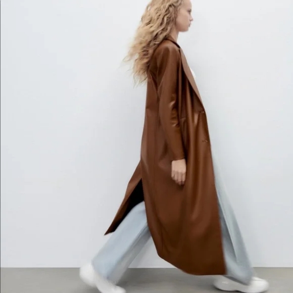 Zara faux leather trench coat - Picture 4 of 12